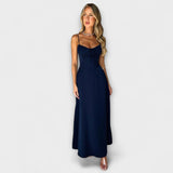 Alanis - Weisses Midikleid in Satin-Optik