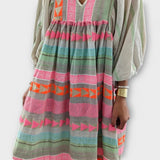 Hermine - Buntes loses Kleid mit Ethno-Muster