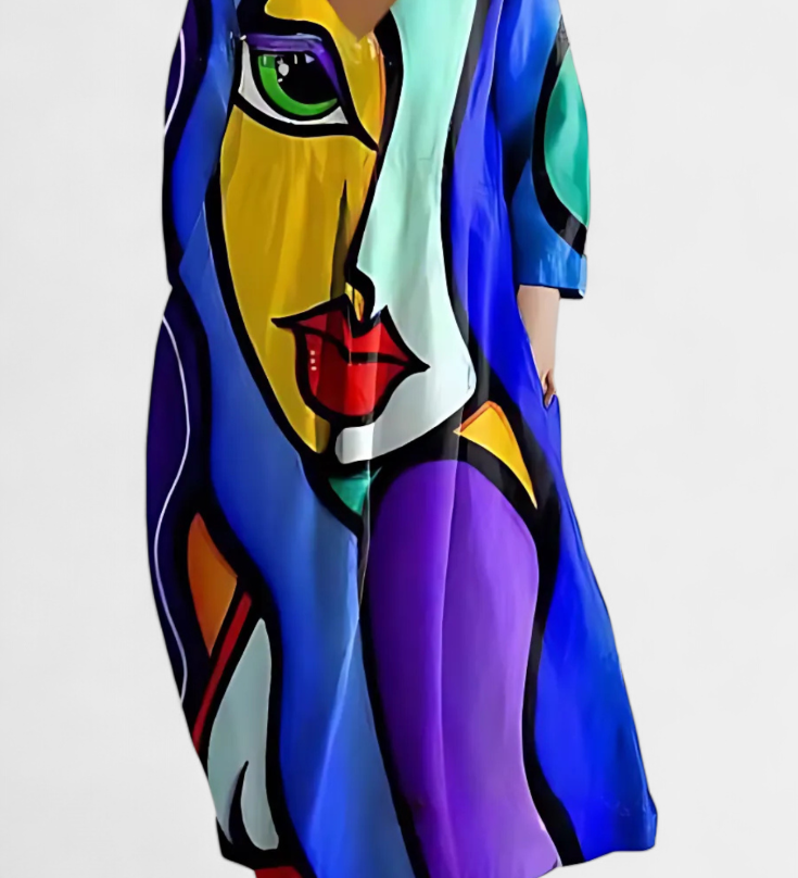 Ana - Buntes fliessendes Kleid mit Aquarellmuster