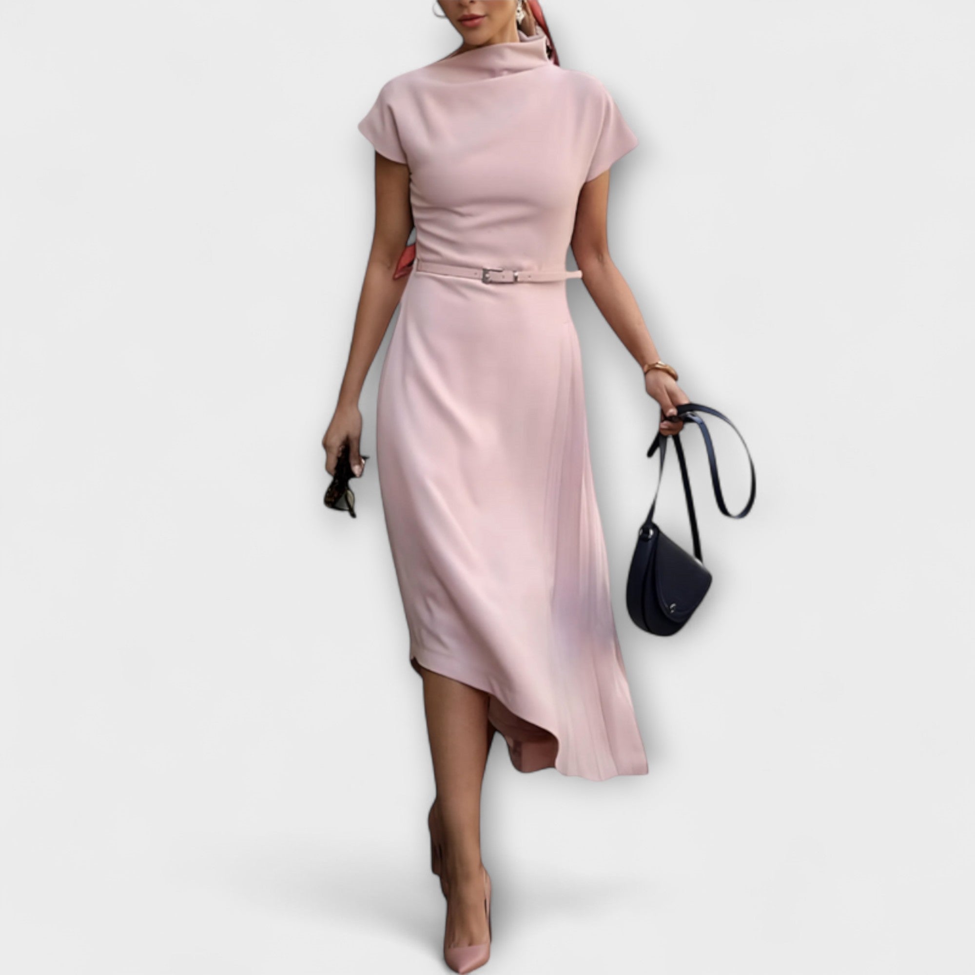 Amelia - Weisses asymmetrisches Urban-Kleid