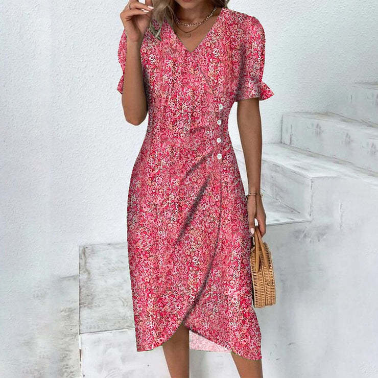 Rita - Graues Wickelkleid mit Tupfenmuster