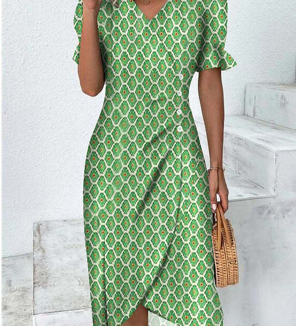Rita - Graues Wickelkleid mit Tupfenmuster